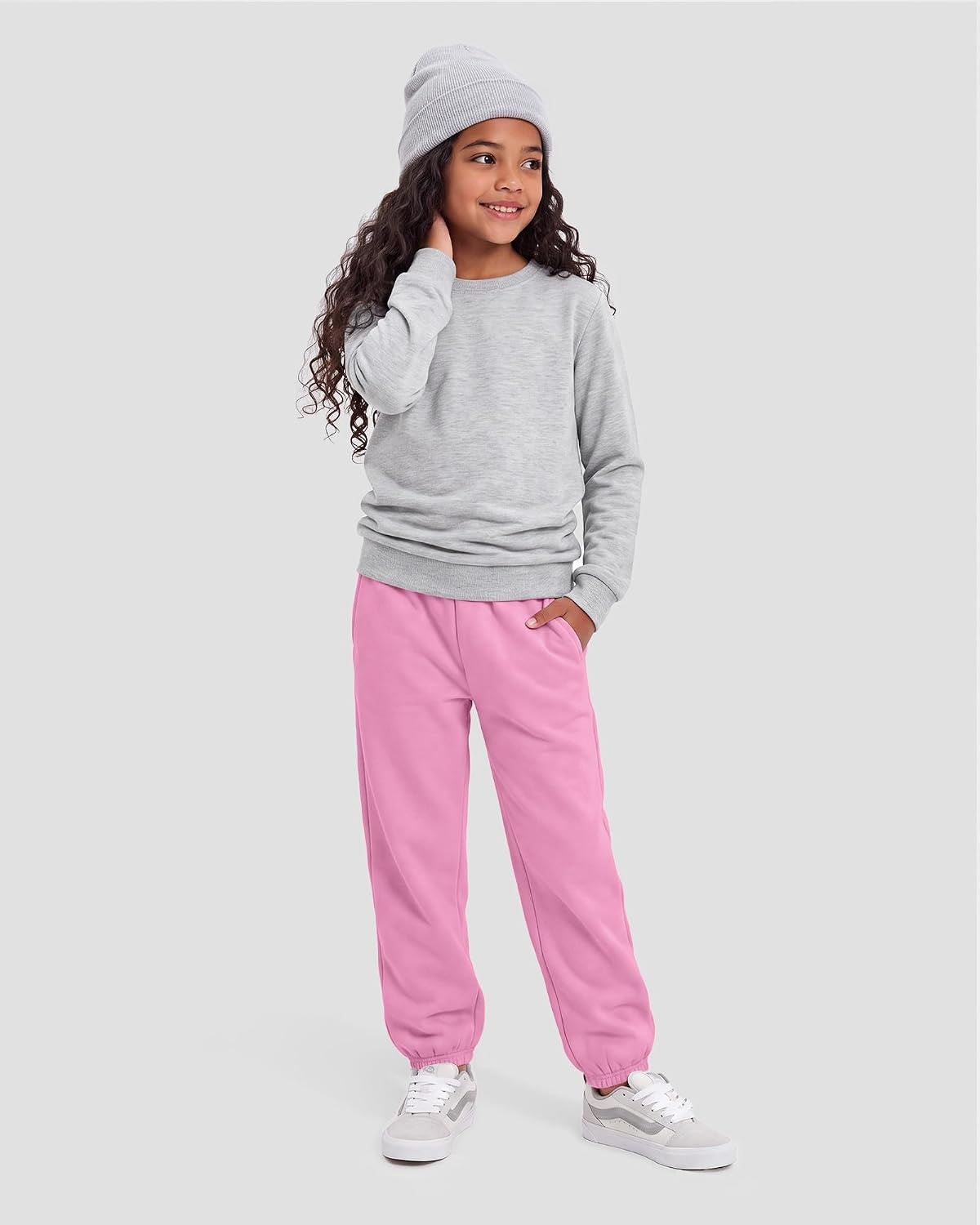 Stelle Girls Sweatpants Classic Fleece Joggers Athletic Pants(Pink)