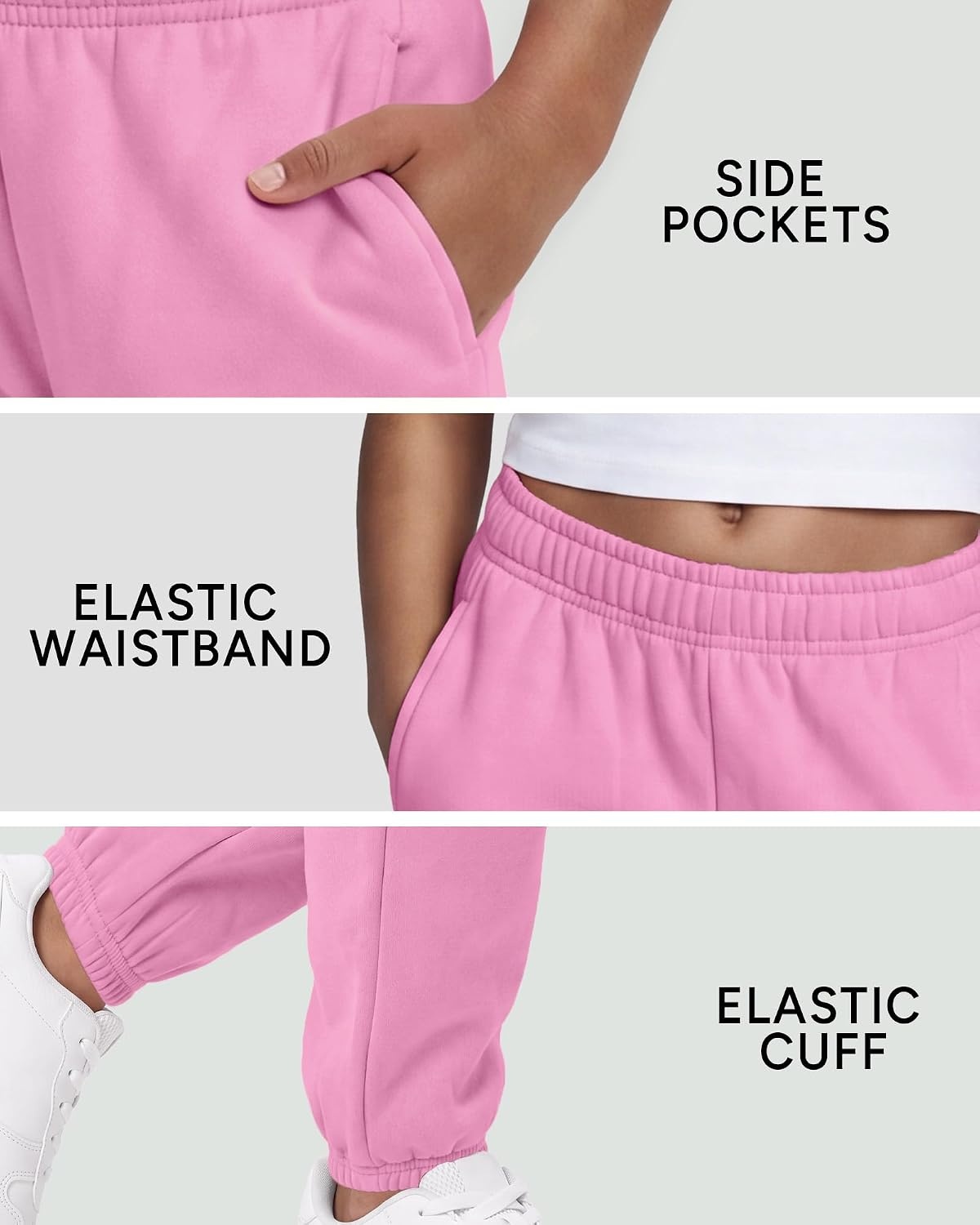 Stelle Girls Sweatpants Classic Fleece Joggers Athletic Pants(Pink)