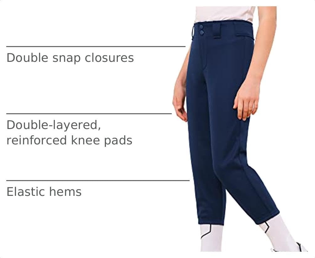 Stelle Softball Pants for Girls Youth with Pockets for Kids Fastpitch(Navy)