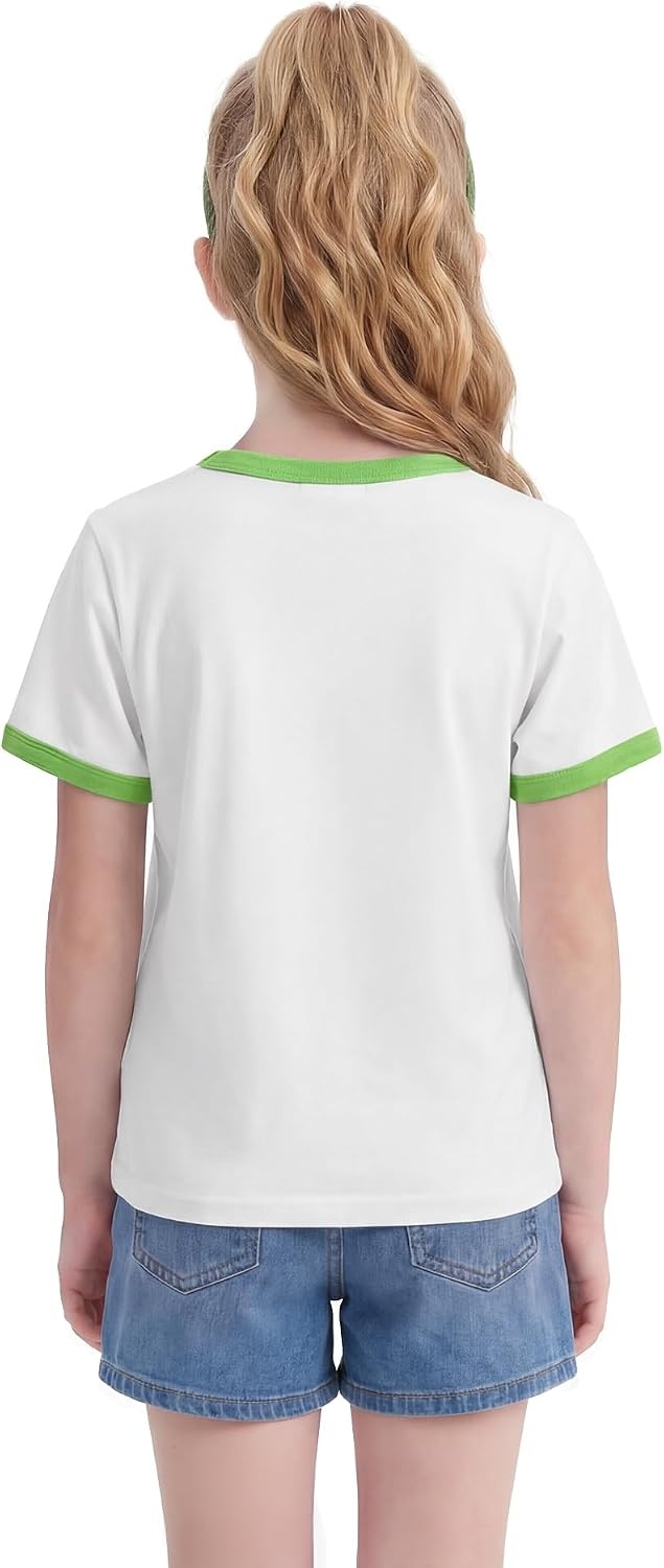 Stelle Girls Graphic Tees Short Sleeve Girls Shirts Cute Tops Crew Neck Casual Basic Summer T-Shirt for Kids Teen 4-15 Years(Rise and Brine|white)