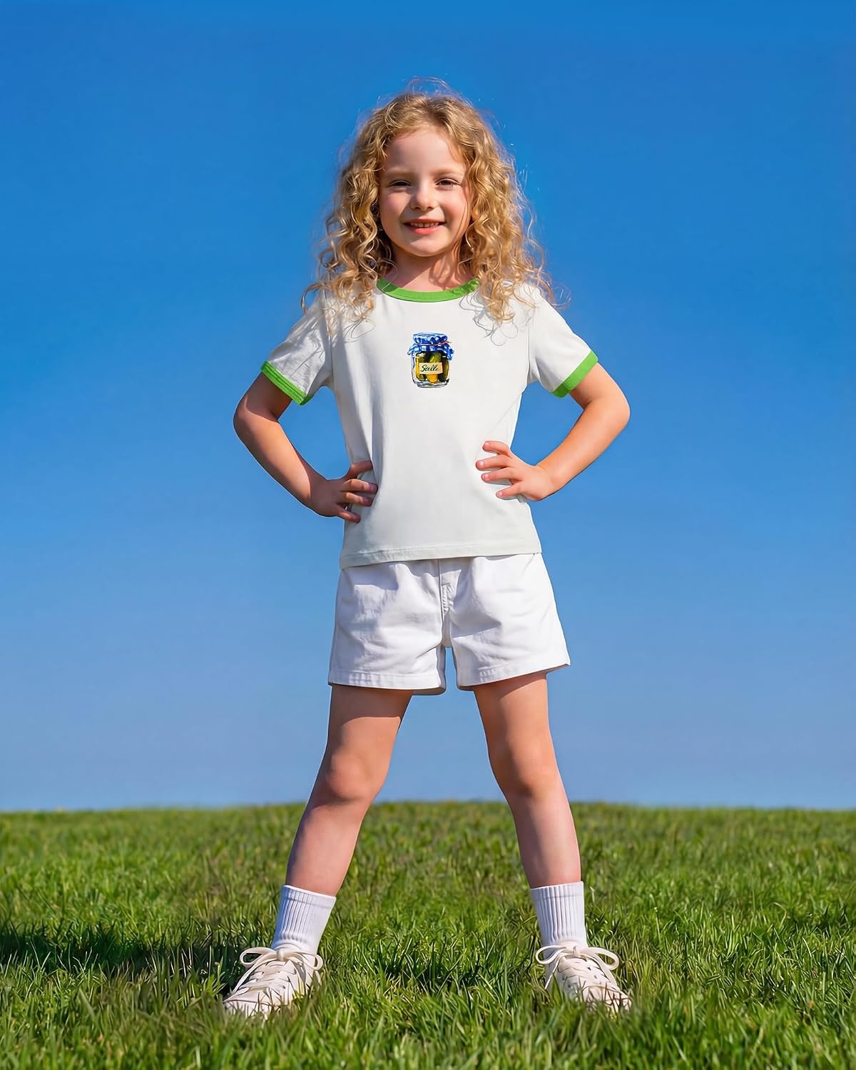 Stelle Girls Graphic Tees Short Sleeve Girls Shirts Cute Tops Crew Neck Casual Basic Summer T-Shirt for Kids Teen 4-15 Years(Rise and Brine|white)