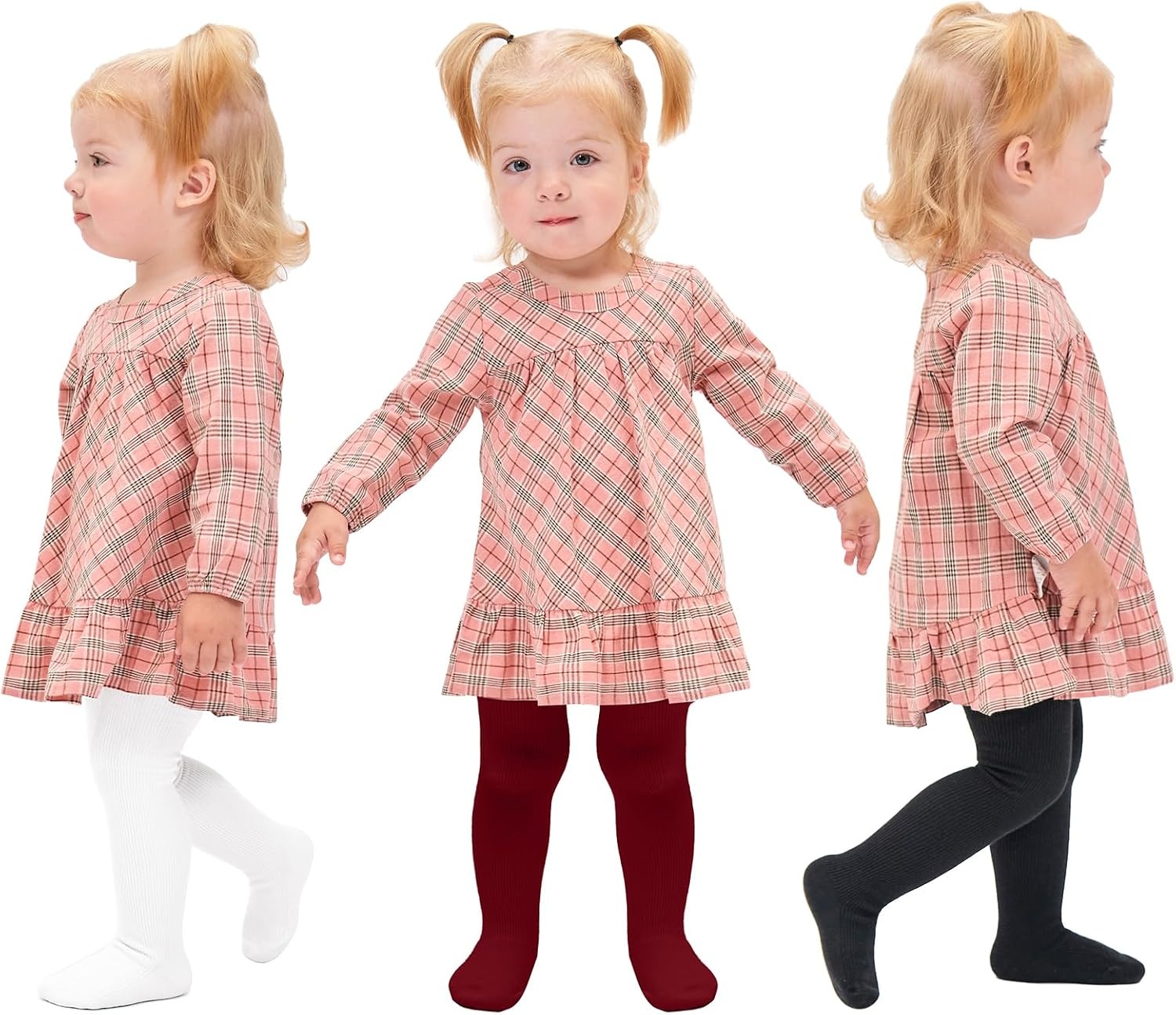 Stelle Toddler Girls Tights Baby Cable Knit Stockings Thick Cotton Legging | Thick Cotton Legging, Winter Warm Pantyhose, Footed, Thermal, Ribbed, Sweater Panty Hose, Under Dress, 3 Pairs, 12-18 Months(Red+black+white)
