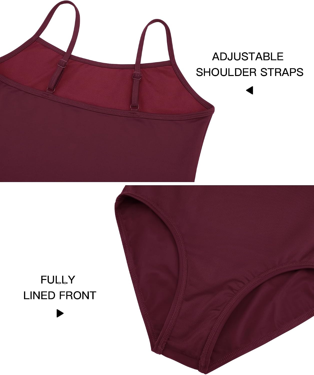Stelle Ballet Leotards for Girls Dance Leotard Gymnastics Unitards Outfits with Adjustable Straps(Cherry)