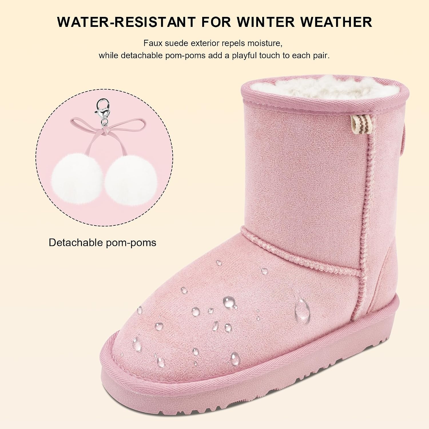 Stelle Kids Winter Boots Girls Boys Snow High Ankle Boots(Pink)