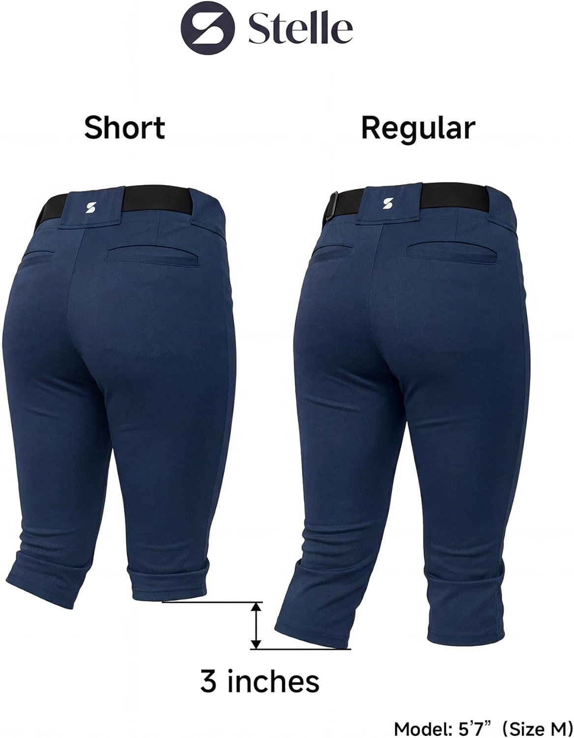 Stelle Women’s Softball Pants Knickers Knee-High Baseball Pant with Pockets for Athletes Tee Ball Fastpitch Style(Navy)