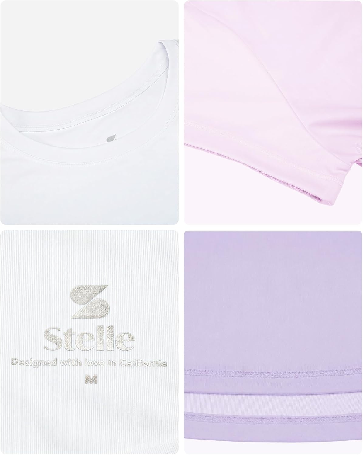 Stelle Athletic Shirts for Girls Short Sleeve Active T Shirts Sports Crewneck Dry Fit Tops Kids Teens Gym Workout Summer Tee(Lavender)