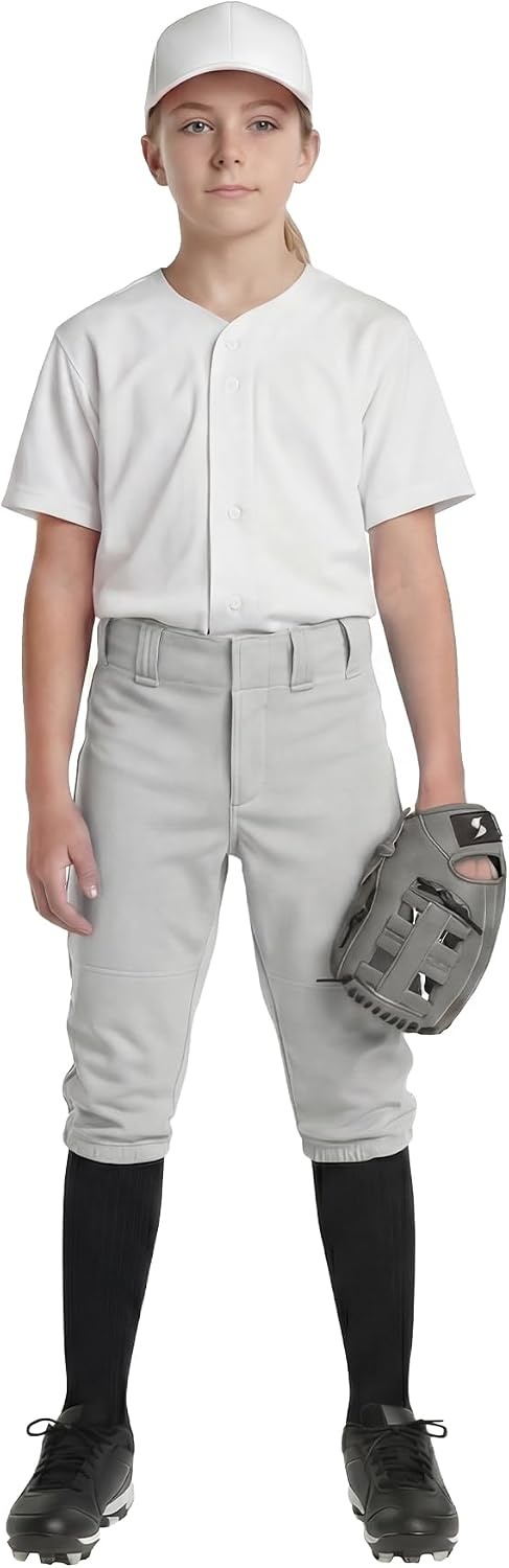 Stelle Girls Softball Pants Knickers Style with Pockets for Youth Kids(Light Grey)