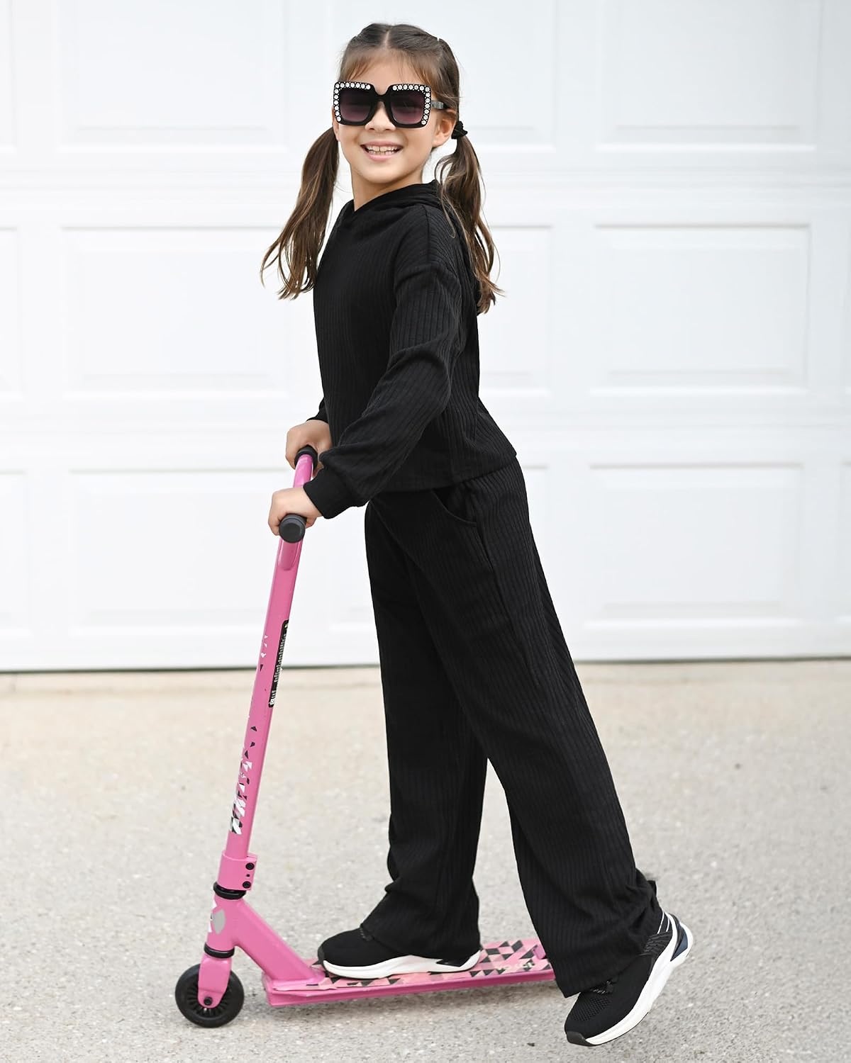 Stelle Girls 2 Piece Fall Outfits Lounge Set 5-15 Y(Black)