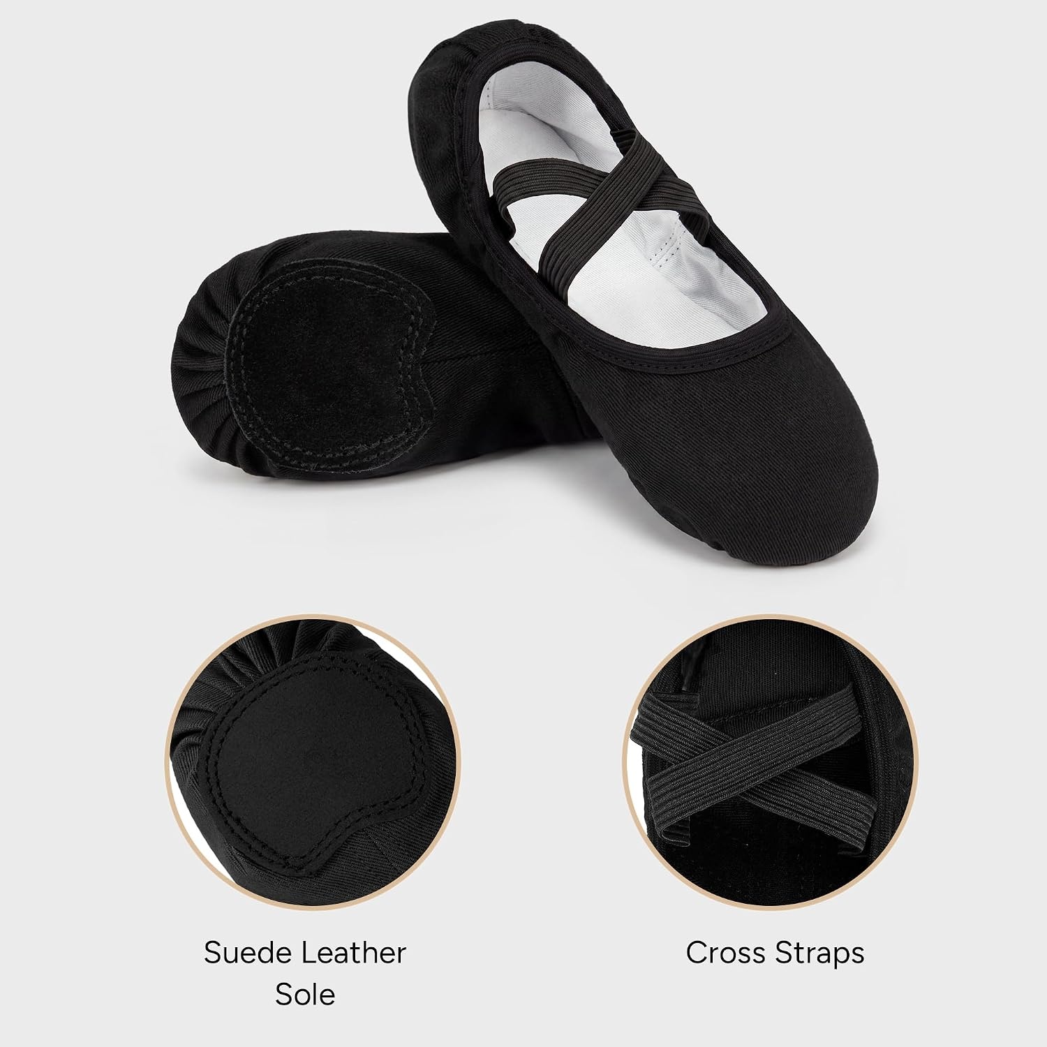 Stelle Ballet Shoes Toddler Slippers Highly Elastic Canvas Girls Women(Black)