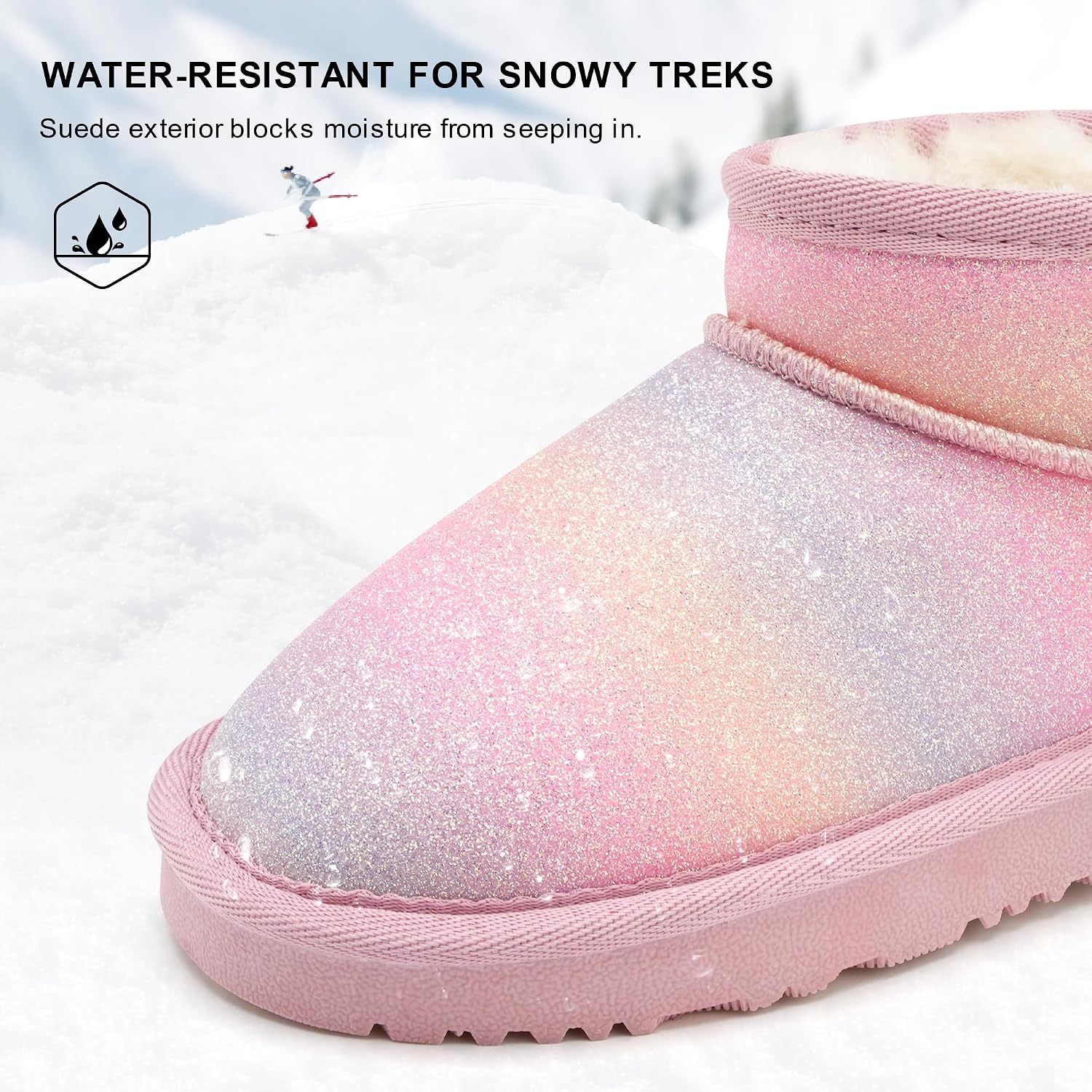 Stelle Kids Snow Boots Girls Boys Winter Ankle Boots(Rainbow)