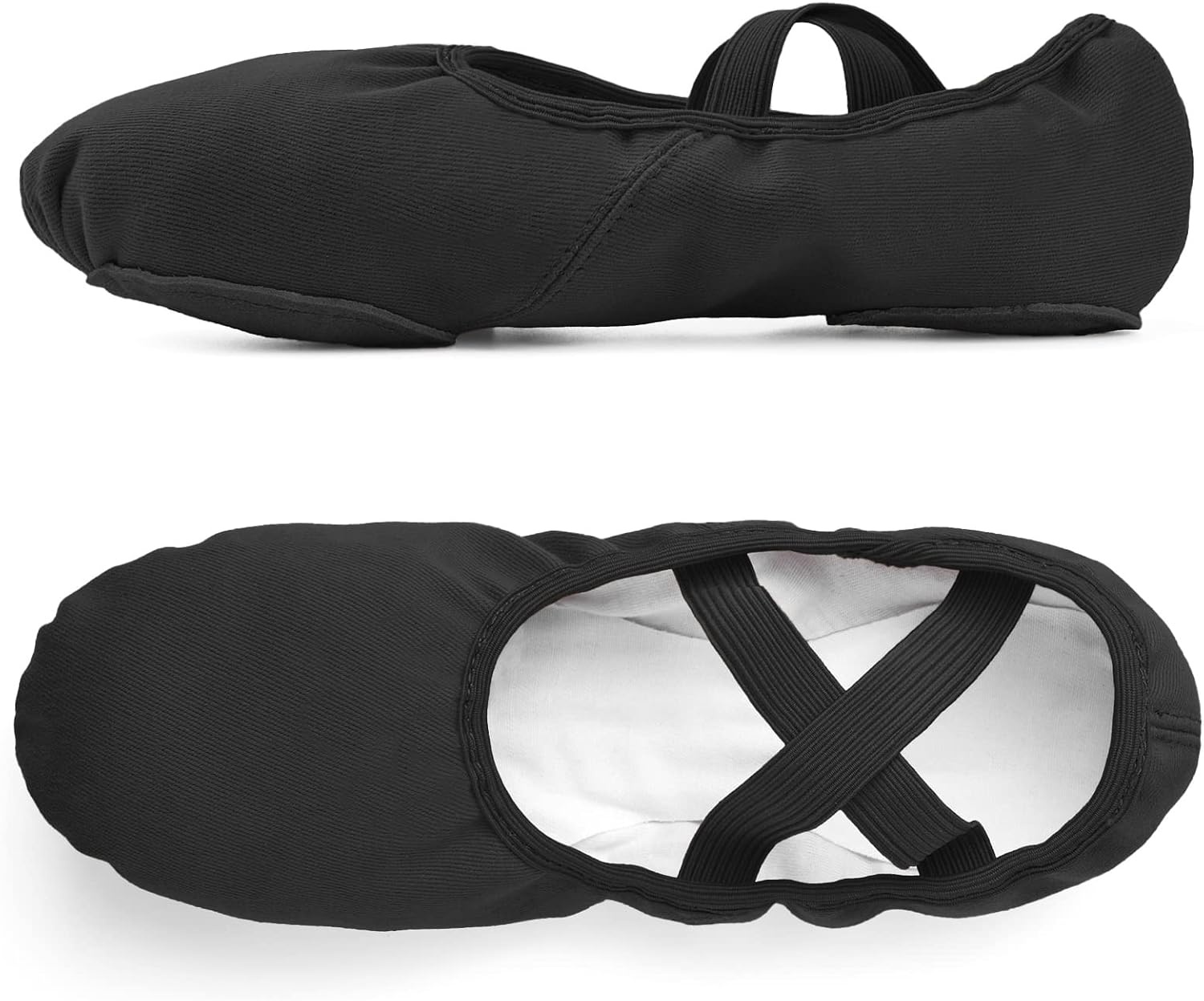 Stelle Ballet Shoes for Women Highly Stretch Canvas Split Sole Dance Yoga | Adult, Girls and boys, Ballet slippers, Cotton lined, Pre-sewn wide elastics, Suede sole, Flexible fit, Breathable fabric(Black)