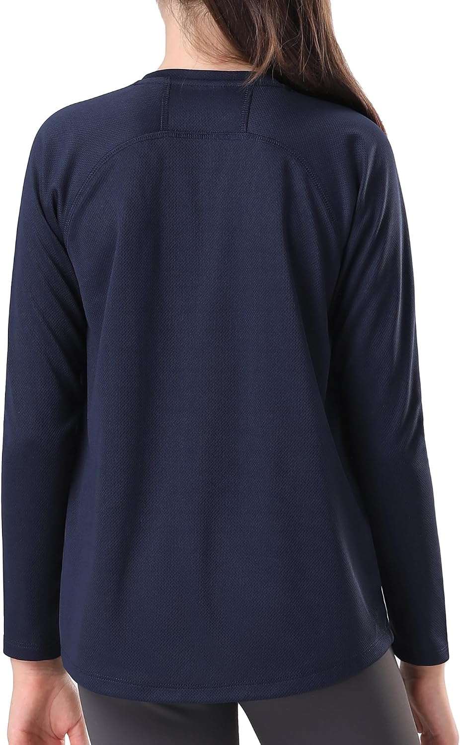 Stelle Youth Girls Athletic Performance Long Sleeve Shirts V Neck Moisture Wicking Base Layer Undershirt(Navy)