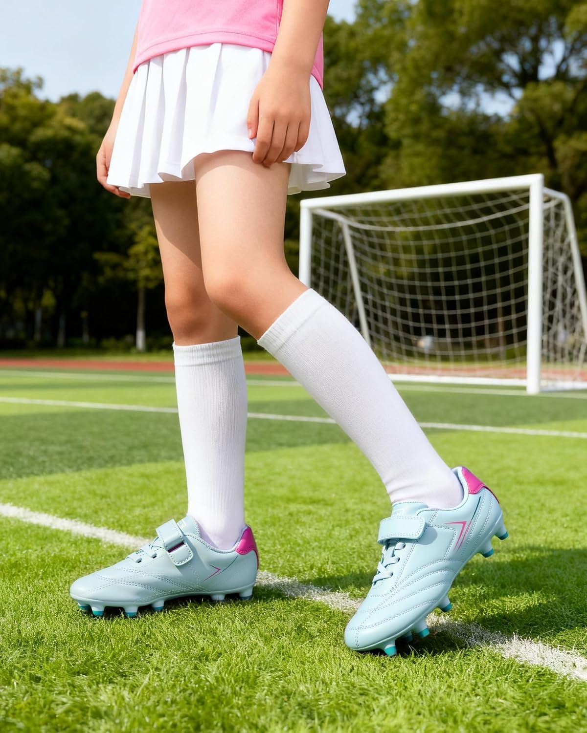 Stelle Girls Soccer Cleats for Kids Training Matches Outdoor Play(Aqua)