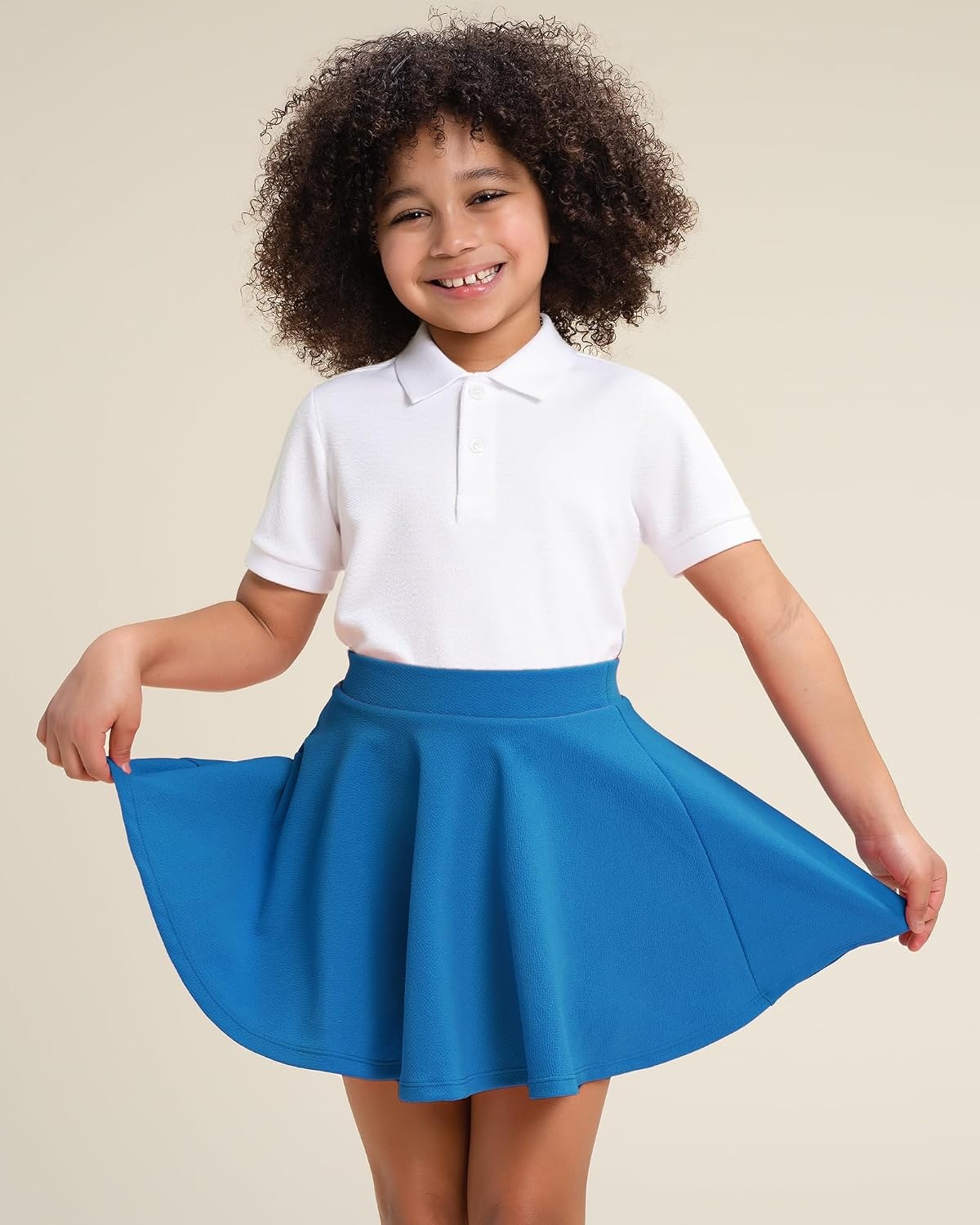Stelle Girls Pleated Skater Uniform Skirts with Built in Shorts for School | Elastic waistband, Soft stretch fabric, Comfortable fit, Tennis, Golf, Casual wear, Active movement(Electric Blue)
