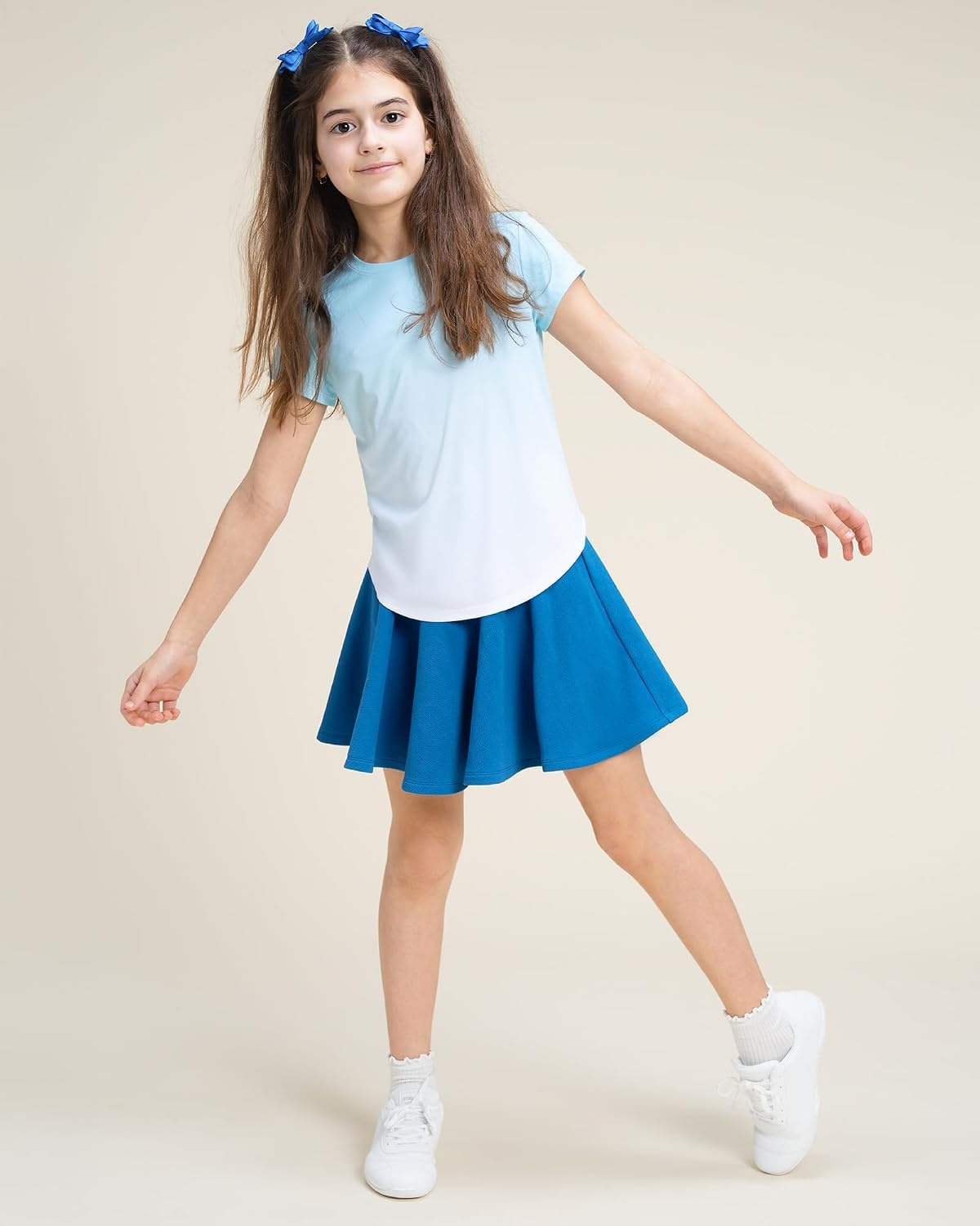 Stelle Girls Pleated Skater Uniform Skirts with Built in Shorts for School | Elastic waistband, Soft stretch fabric, Comfortable fit, Tennis, Golf, Casual wear, Active movement(Electric Blue)