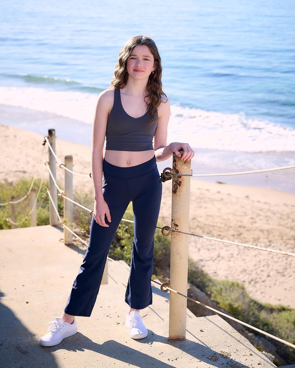 Stelle Girls Flare Leggings High Waisted for Dance Yoga School Daily Wear | Buttery-Soft,Breathable 4-way stretch fabric with flared design,Moisture-wicking comfort for yoga,Dance,School casual outfit(3 Pcs Black+grey Blue+navy)