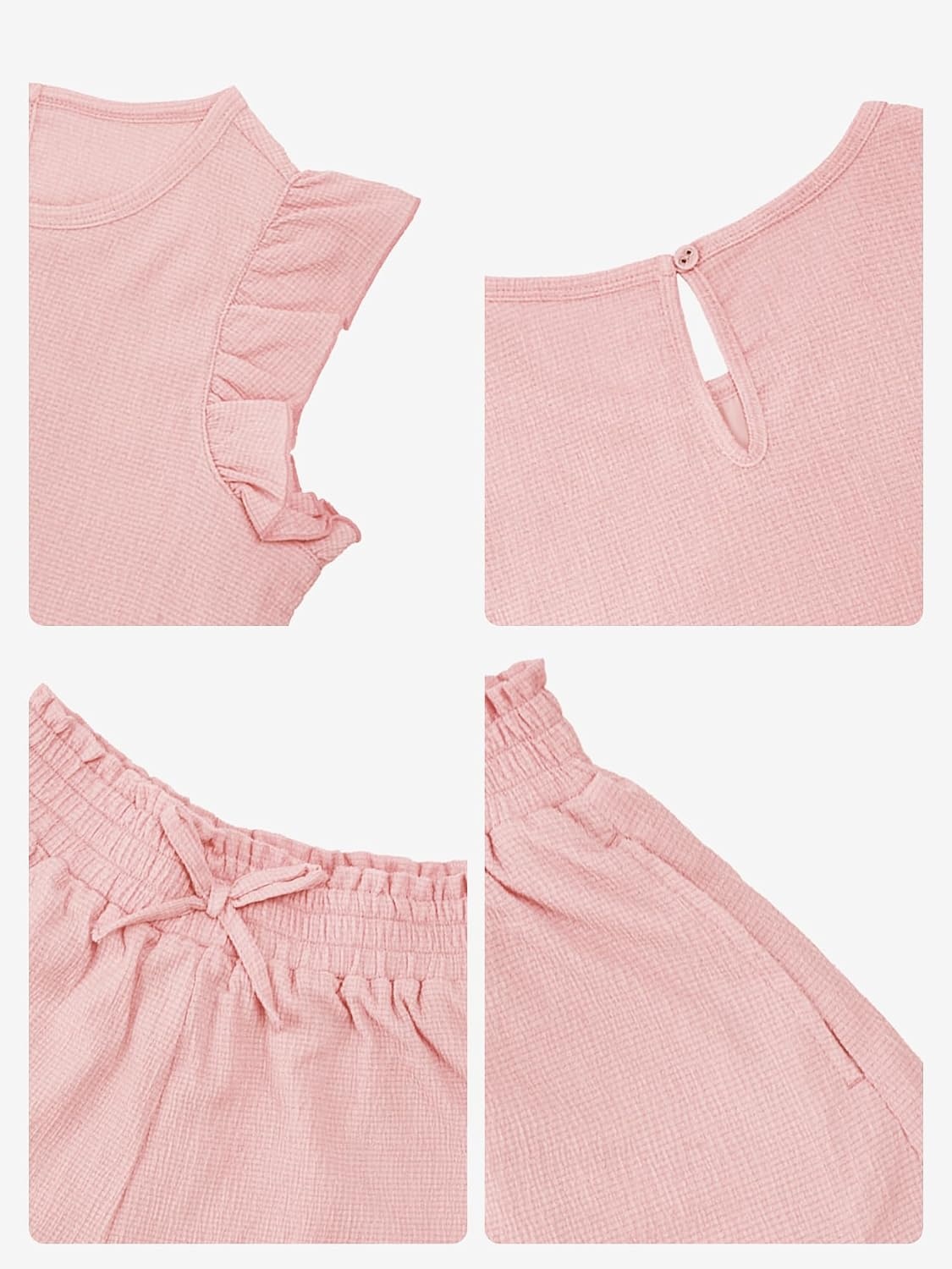 Stelle Girls 2 Piece Summer Outfits Flutter Sleeve Tops and Shorts 5-13Y(Blush Pink)