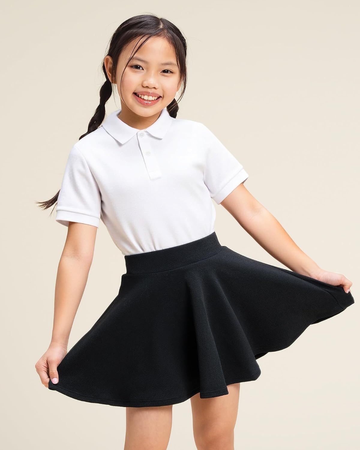 Stelle Girls Pleated Skater Uniform Skirts with Built in Shorts for School | Elastic waistband, Soft stretch fabric, Comfortable fit, Tennis, Golf, Casual wear, Active movement(Black)