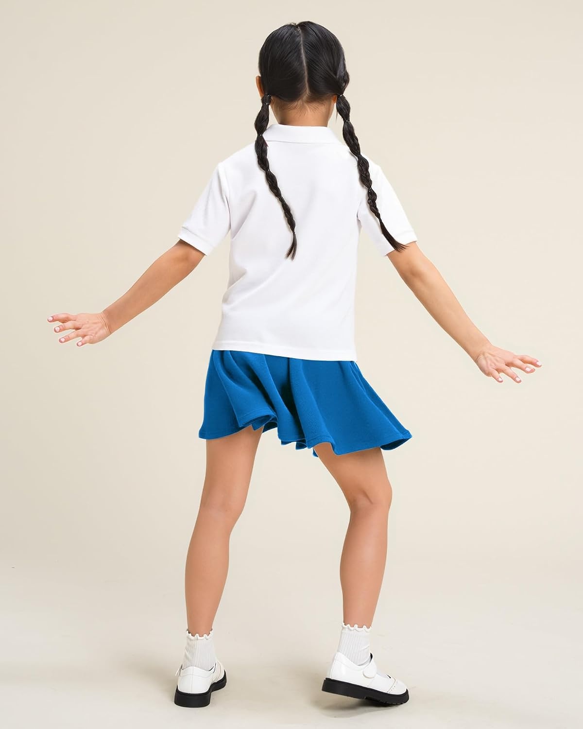 Stelle Girls Pleated Skater Uniform Skirts with Built in Shorts for School(Electric Blue)