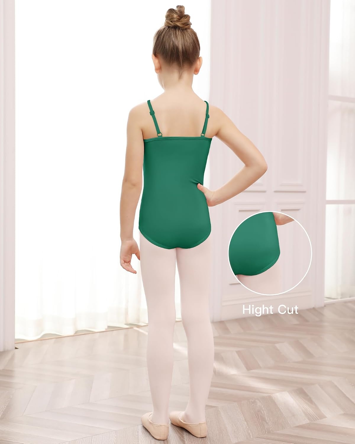 Stelle Ballet Leotards for Girls Dance Leotard Gymnastics Unitards Outfits with Adjustable Straps(Green)