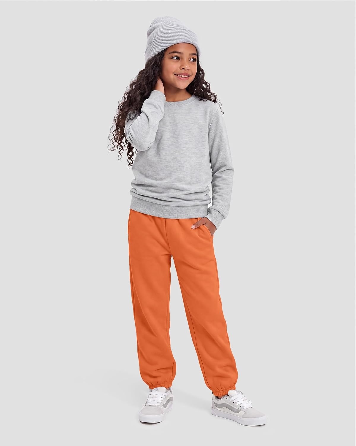 Stelle Girls Sweatpants Classic Fleece Joggers Athletic Pants(Orange)