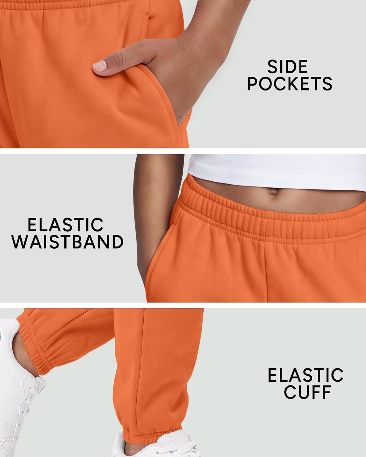 Stelle Girls Sweatpants Classic Fleece Joggers Athletic Pants(Orange)