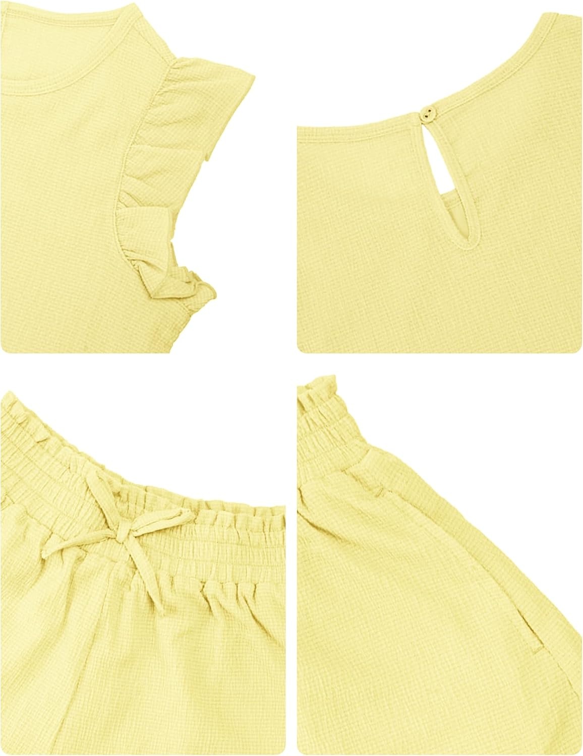 Stelle Girls 2 Piece Summer Outfits Flutter Sleeve Tops and Shorts 5-13Y(Lemon Butter)