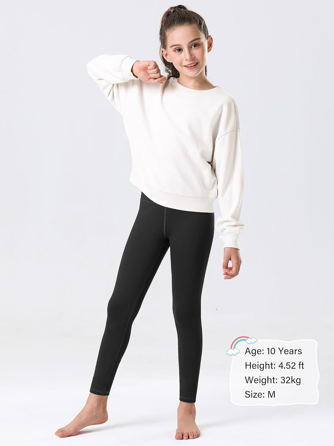 Stelle Girl’s Fleece Lined Leggings Youth High Waist Warm Winter Athletic Yoga Pants with Hidden Pocket(A1-black (Fleece Lined))