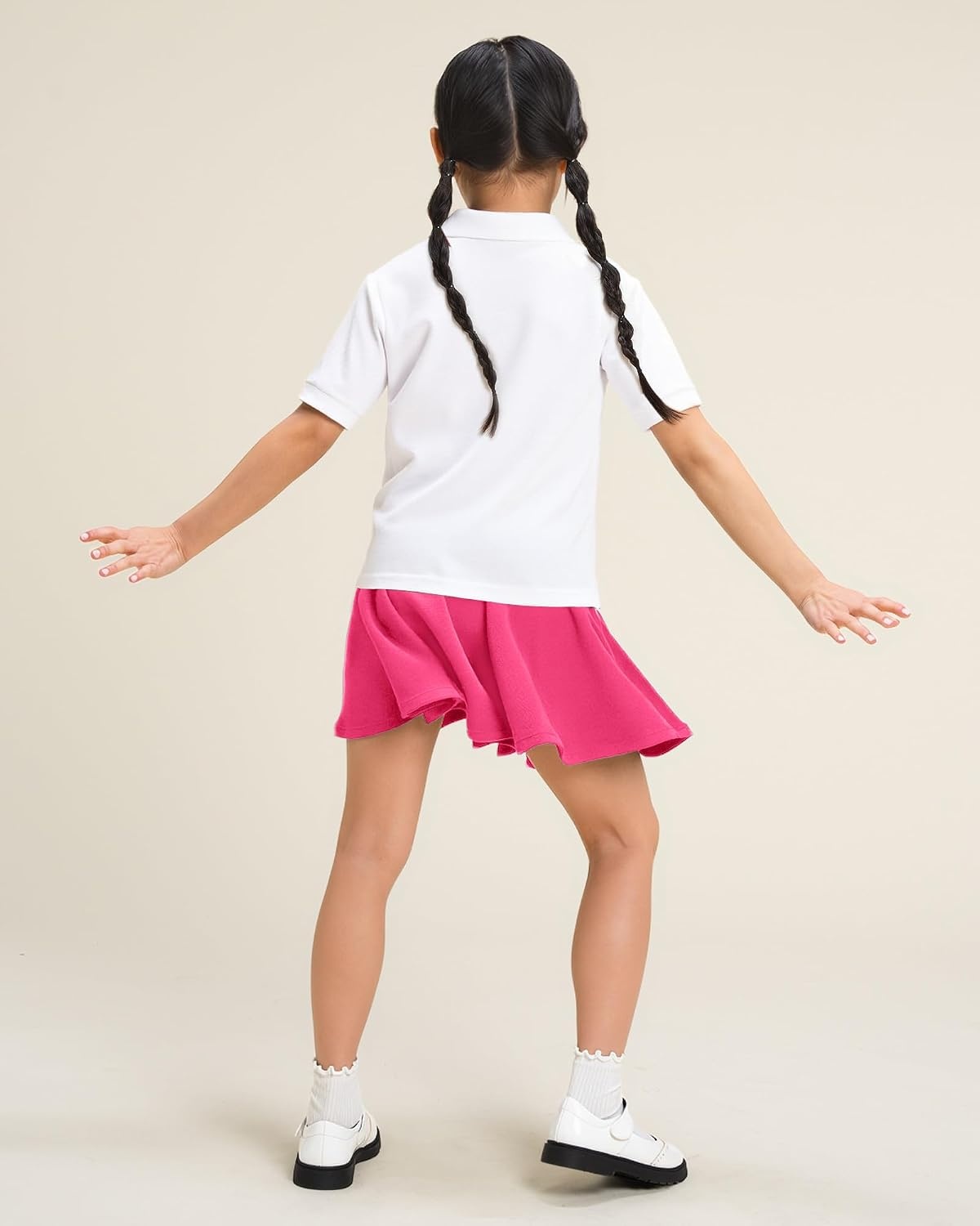 Stelle Girls Pleated Skater Uniform Skirts with Built in Shorts for School | Elastic waistband, Soft stretch fabric, Comfortable fit, Tennis, Golf, Casual wear, Active movement(Hot Pink)