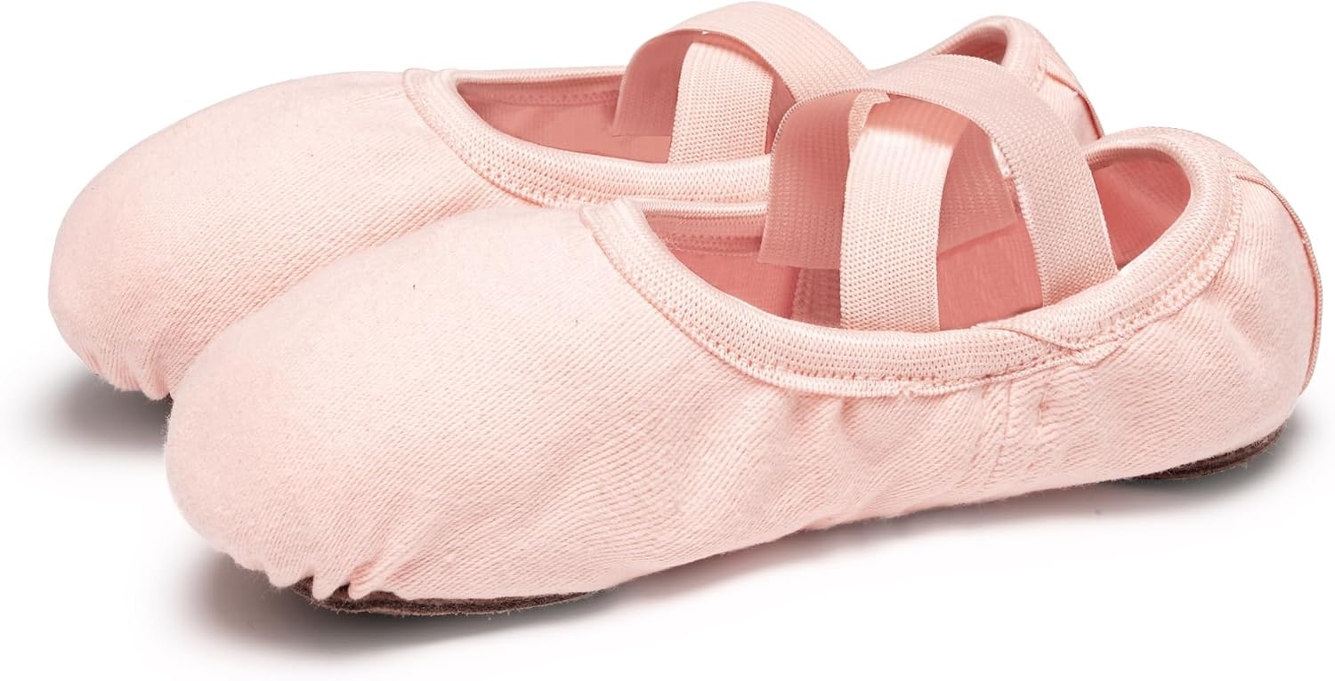 Stelle Ballet Shoes Toddler Slippers Highly Elastic Canvas Girls Women(Ballet Pink)