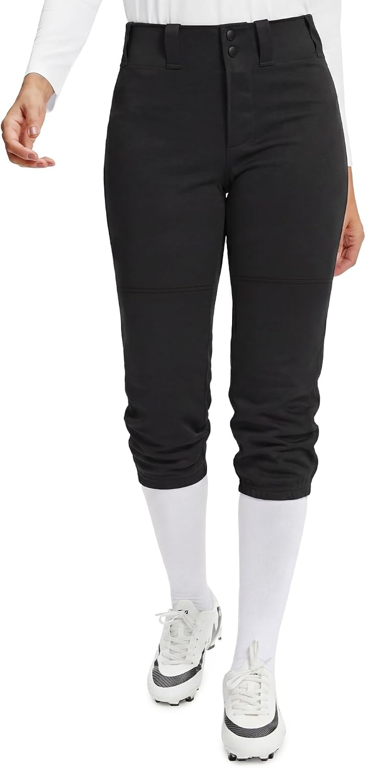 Stelle Womens Softball Pants Knee-High Knickers with Pocket Fastpitch Adult(Black)