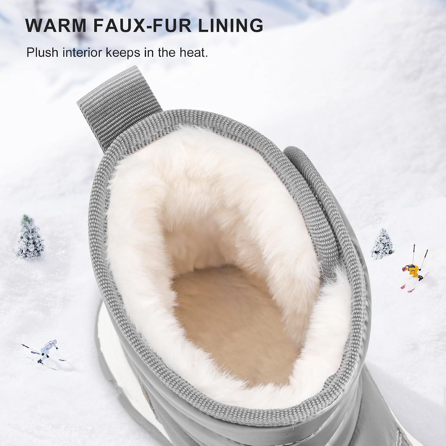 Stelle Toddler Snow Boots Girls Lightweight Warm Winter Shoes(Grey)