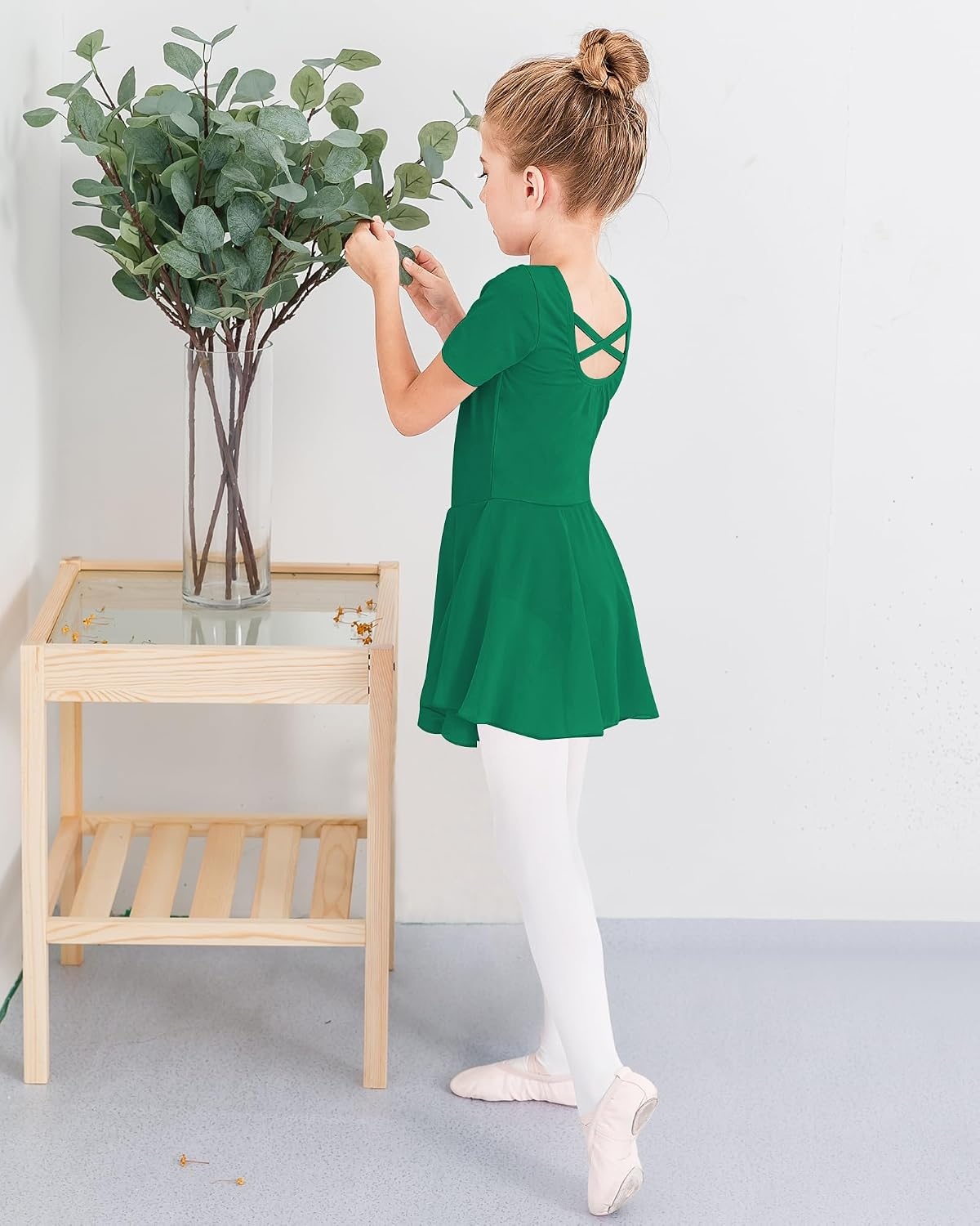 Stelle Ballet Leotards for Girls Toddler Ballet Outfit Dance Leotard Dress(Style 1-green(cross Back))