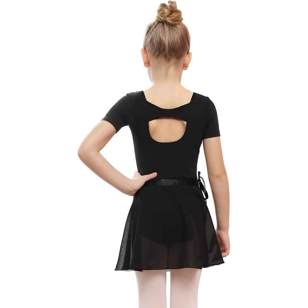 Stelle Girls Ballet Leotards Toddler Dance Combo with Skirt and Tights(2-black (Bow Back))