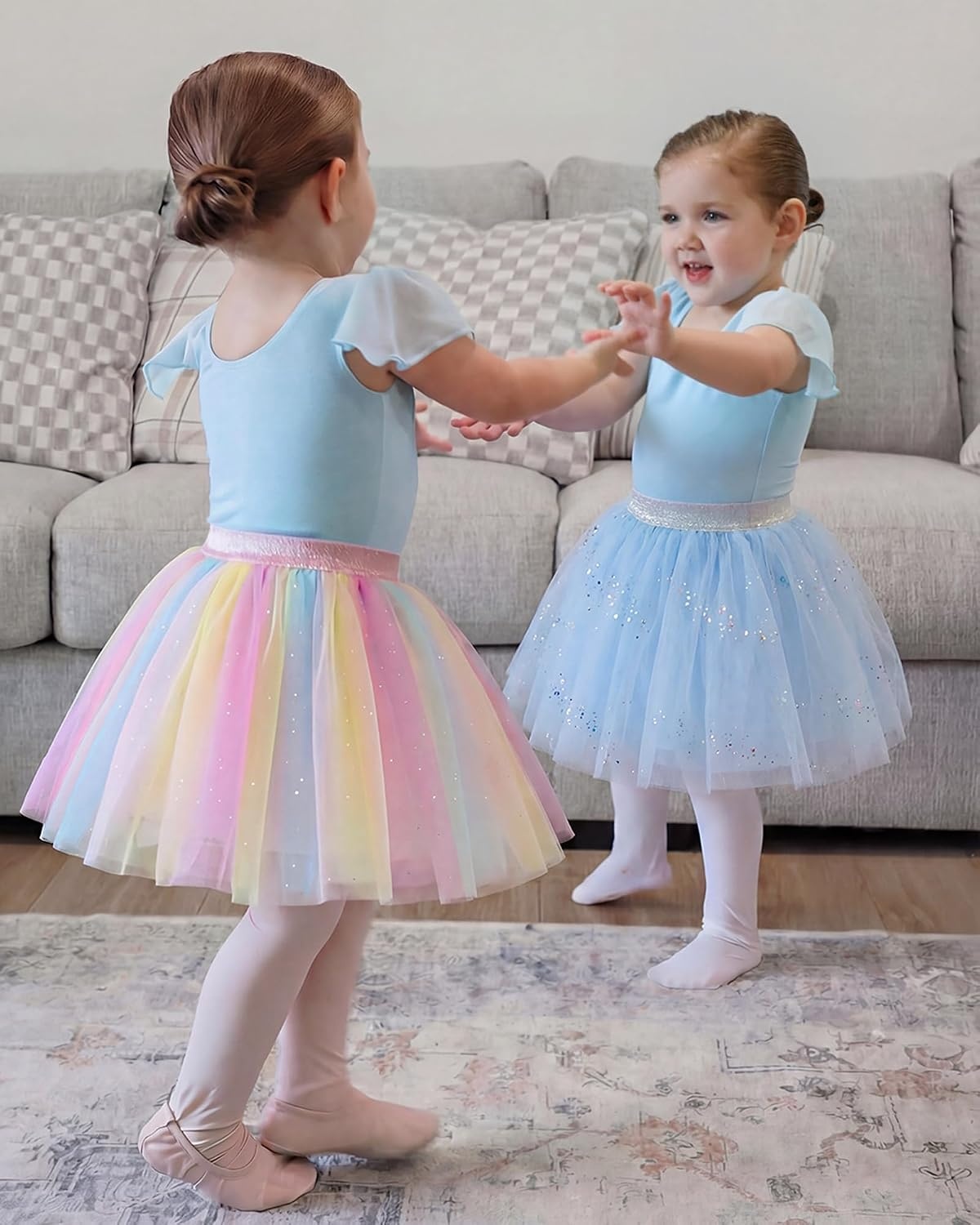 Stelle Tutu for Girls Sequin Skirt with Elastic Waist Layered Tulle Ballet Dance Princess Dress Birthday Outfit(Unicorn)