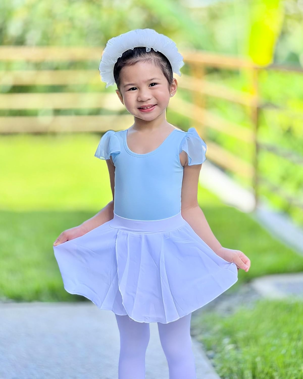Stelle Ballet Skirts for Girls Toddler Dance Skirt Chiffon Kids Ballet Wrap Skirts(01-white (Pull On))