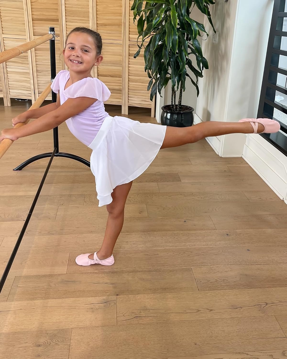Stelle Ballet Skirts for Girls Toddler Dance Skirt Chiffon Kids Ballet Wrap Skirts(01-white (Pull On))