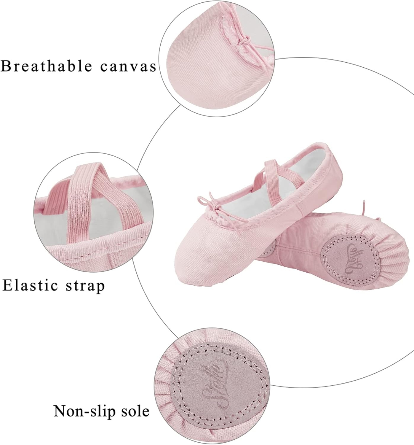 Stelle Canvas Ballet Shoes for Girls Dance Ballet Slippers Shoes(Toddler/Little/Big Kid/Women)(Ballet Pink)