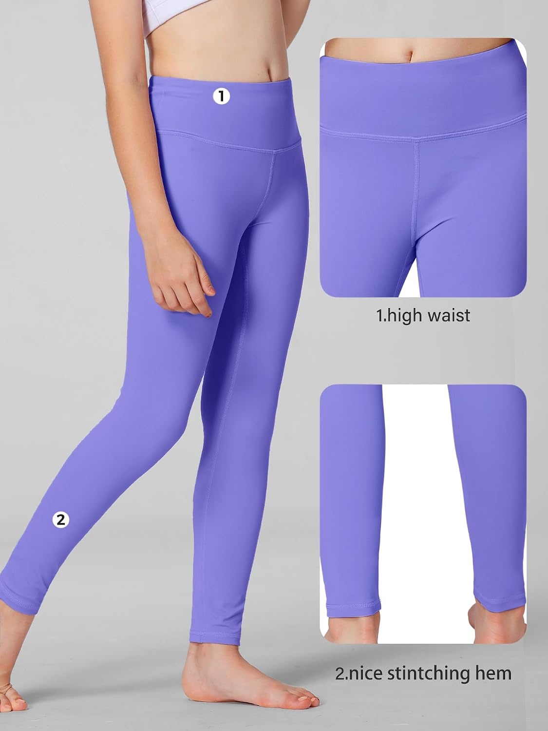 Stelle Girls Athletic Leggings Kids Dance Workout Running Yoga Pants with Hidden Pocket(Periwinkle)