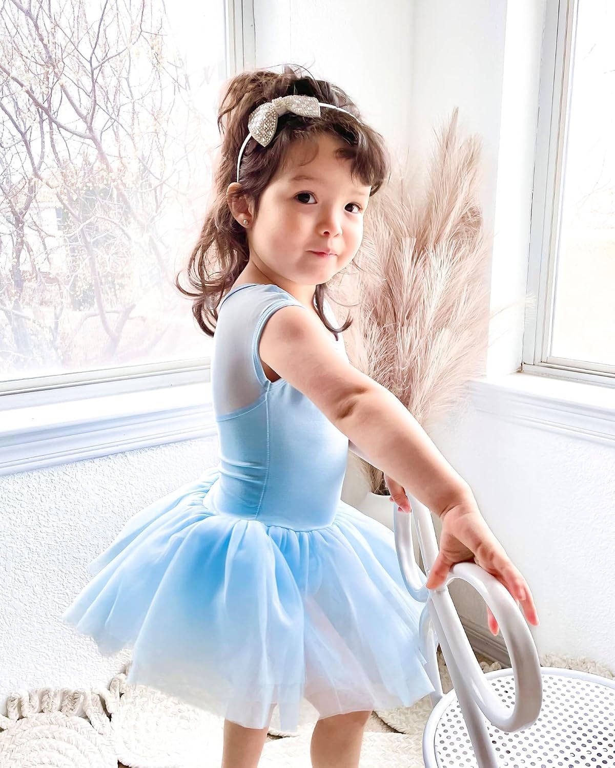 Stelle Ballet Leotards for Girls with Tutu Skirt Ballerina Dance Costumes(01-blue)