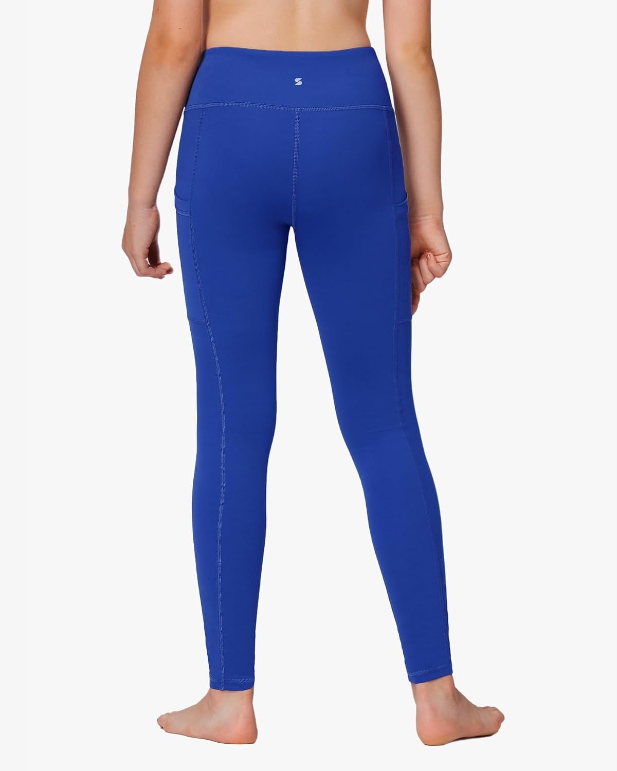 Stelle Girls Leggings with Pockets Kids Dance Yoga Running Athletic Pants | Soft 4-Way Stretch,High-Rise Wide Waistband,Side Pockets,Moisture-Wicking,Non-See-Through for Dance,Yoga,Running,Daily Wear(Cobalt Blue)