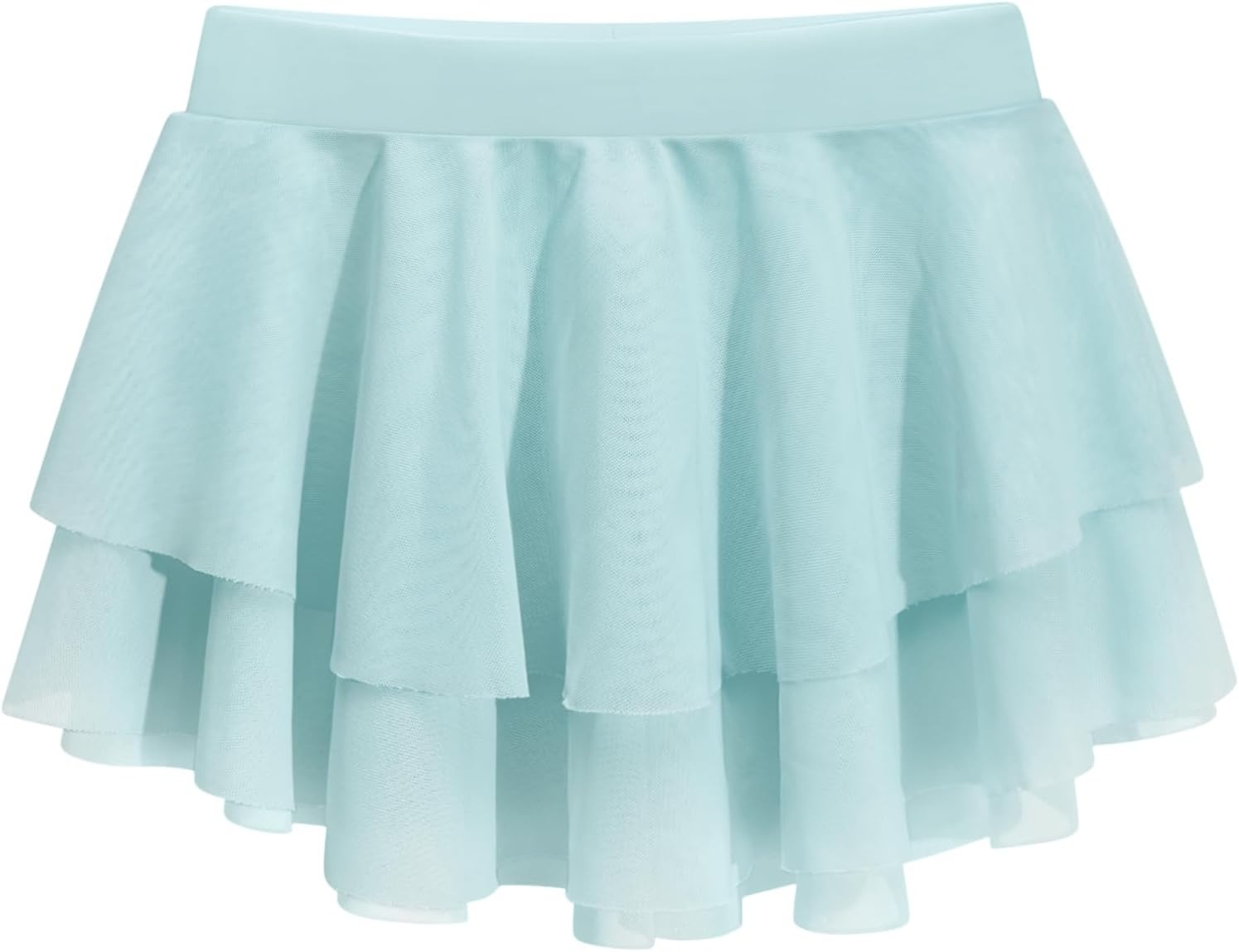 Stelle Girls Ballet Skirt Pull On High Waist Dance Wrap Skirt Layered Ruffle Chiffon Skirt Kid Toddler Ballerina Clothes(Light Blue)