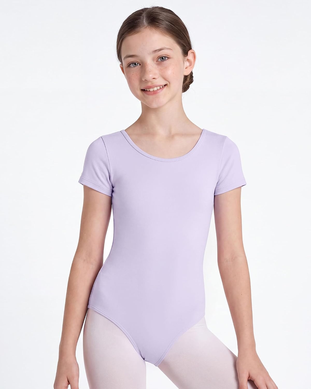 Stelle Ballet Leotards for Girls Short Sleeve Gymnastics Dancewear 2-14Y(Lavender)