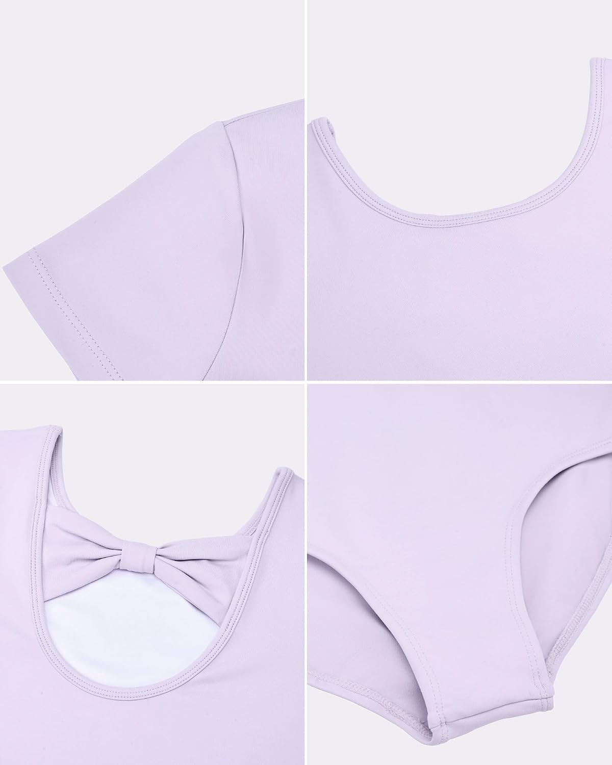 Stelle Ballet Leotards for Girls Short Sleeve Gymnastics Dancewear 2-14Y(Lavender)