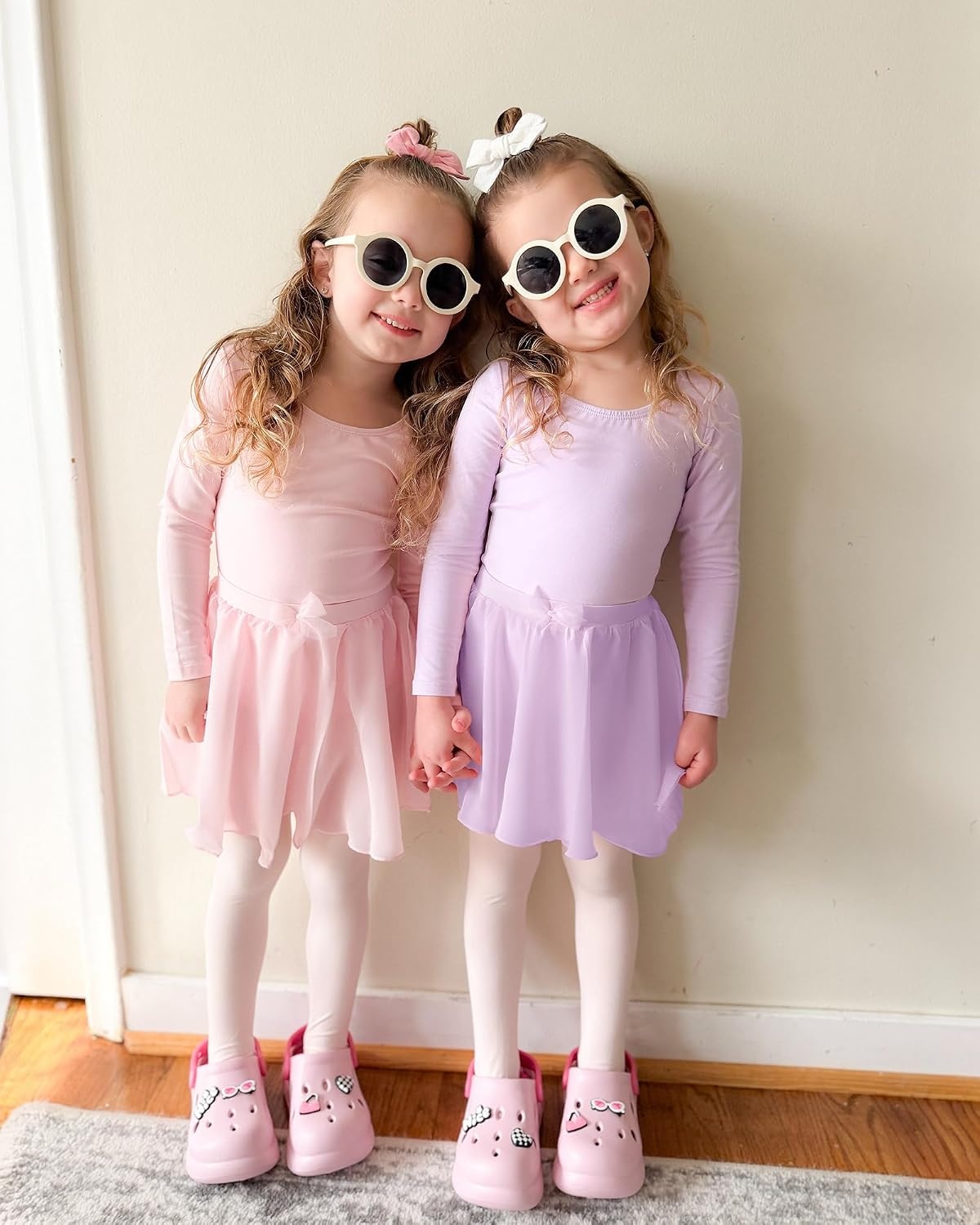 Stelle Girls Ballet Skirt, Chiffon Dance Skirt for Girls with Mesh Bowknot, Elastic Waist Pull-on Skirts for Ballet(Lavender)