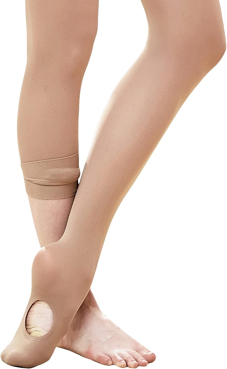 Stelle Girls Women Ballet Dance Convertible Tights Ultra Soft Pro Transition Tights(1-pair Ballet Pink+1-pair Tan)