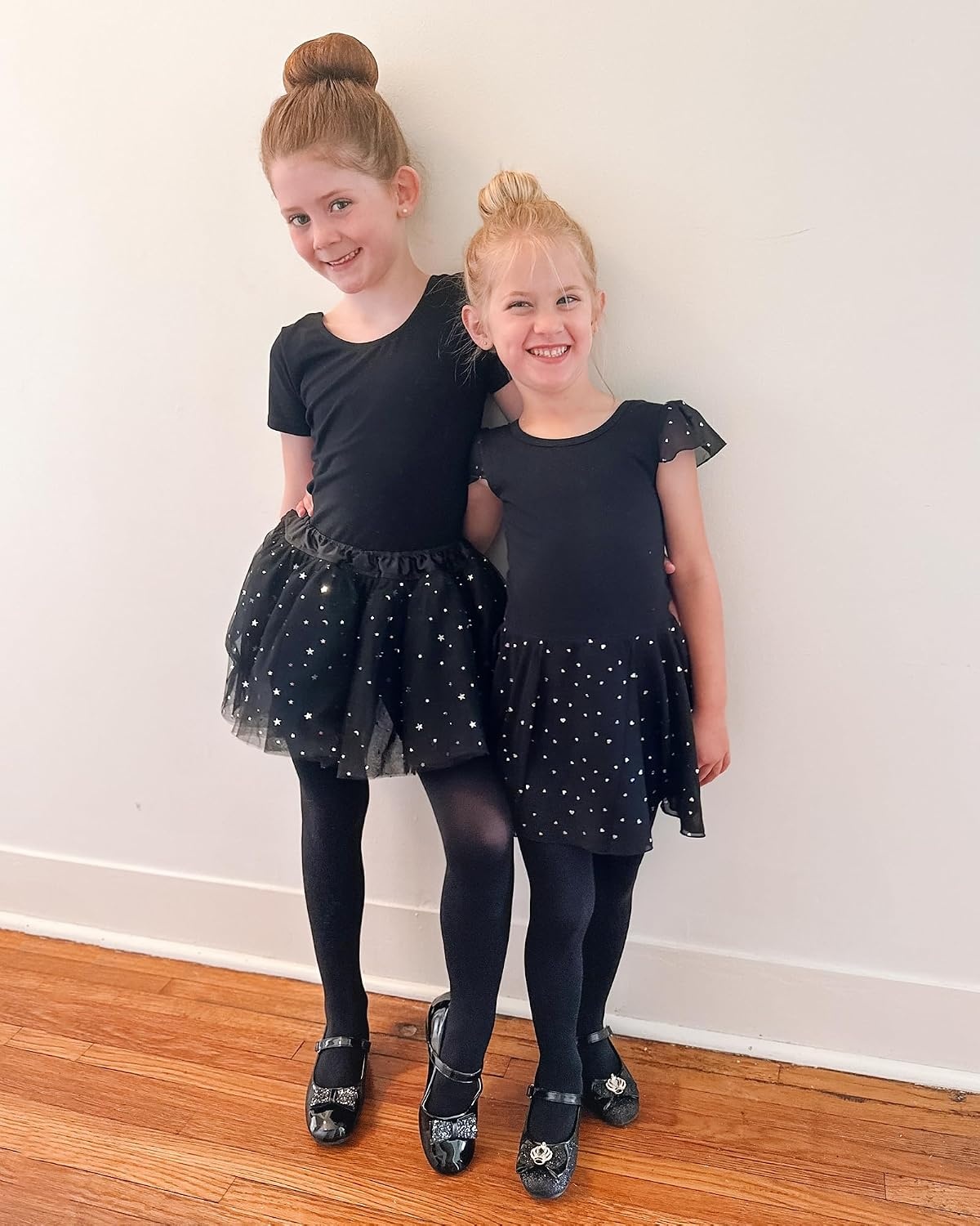 Stelle Ballet Leotards for Girls Dance Leotard with Skirt Kids Dance Dress(1-black(shiny Skirt))