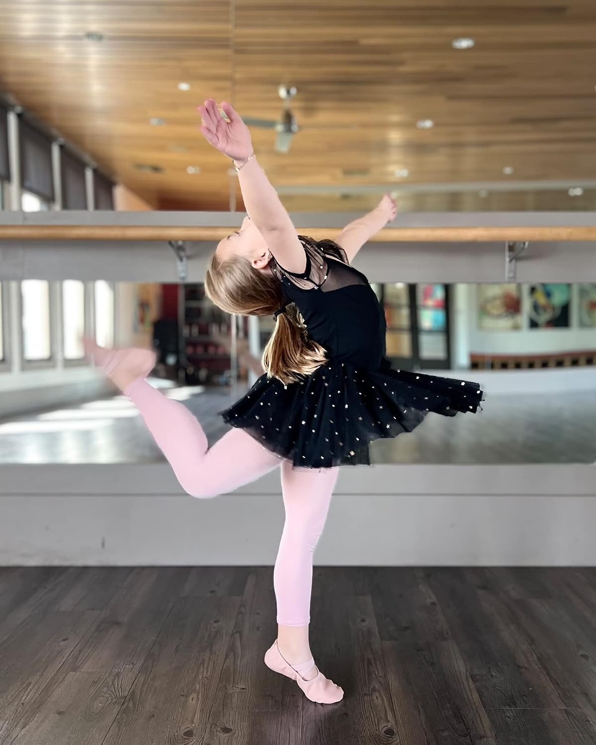 Stelle Puff Sleeve Ballet Leotards for Girls with Sparkly Tutu Skirted Toddler Dance Dress Outfit(01-puff Sleeve-black)