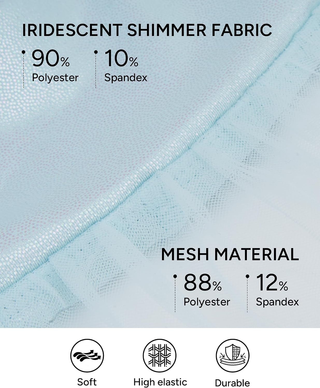Stelle Girls Tutu Skirt with Metallic Short Tulle Ballet Dance Skort(Light Blue)