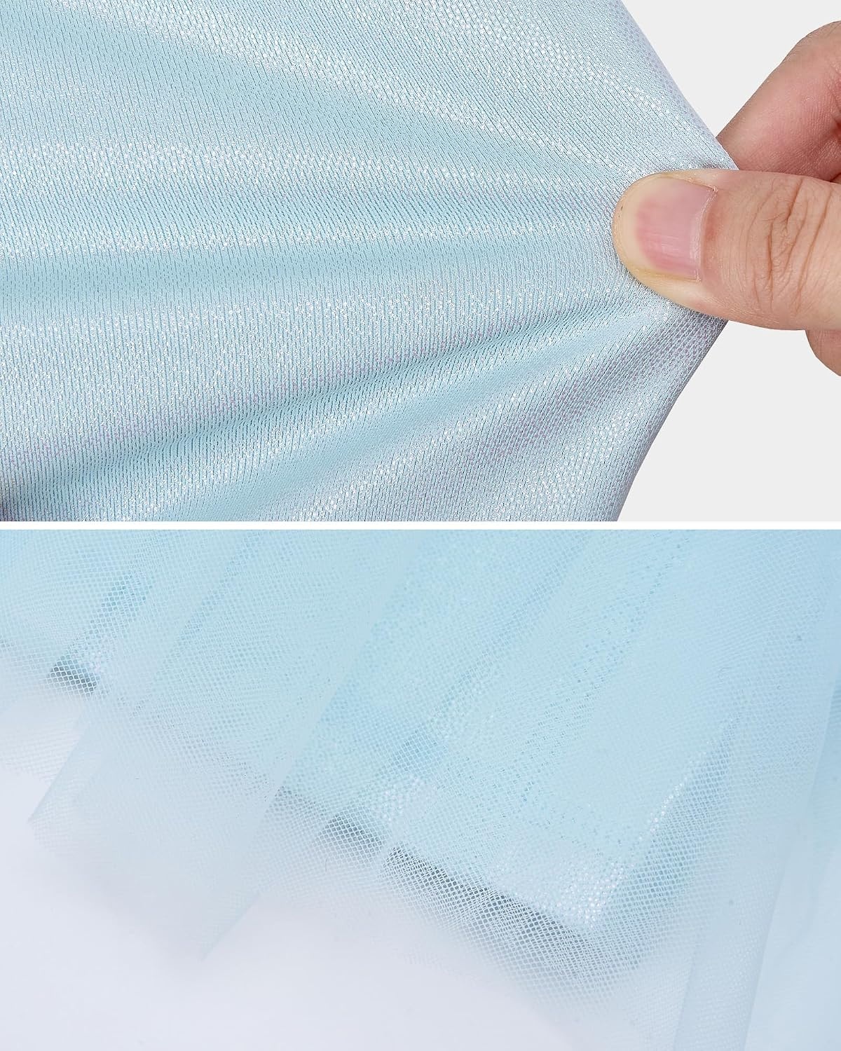Stelle Girls Tutu Skirt with Metallic Short Tulle Ballet Dance Skort(Light Blue)